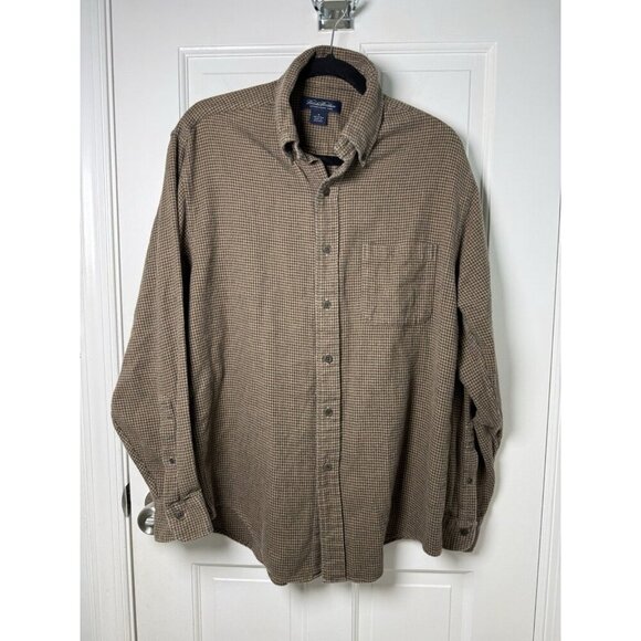 Brooks Brothers Brown And Black Houndstooth Cotton Flannel Men’s Size M - Picture 1 of 9